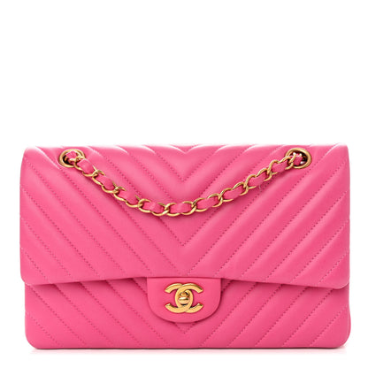 Chanel Lambskin Chevron Quilted Medium Double Flap Pink 1 of 10
