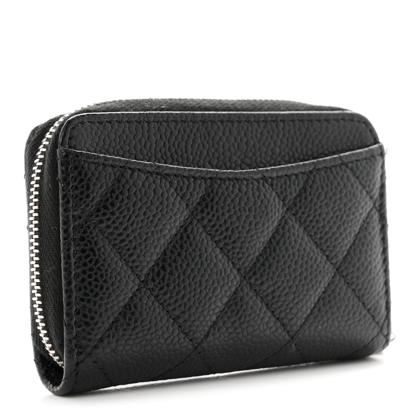 Caviar Quilted Zip Coin Purse Black