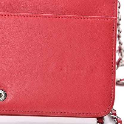 Chanel Goatskin Quilted Diamond CC Wallet On Chain WOC Red 12 of 16