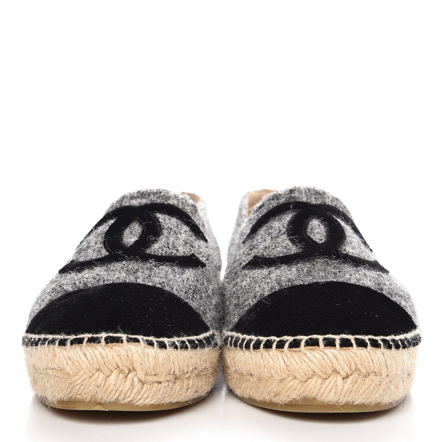 Tweed Velvet CC Espadrilles 39 Grey Black