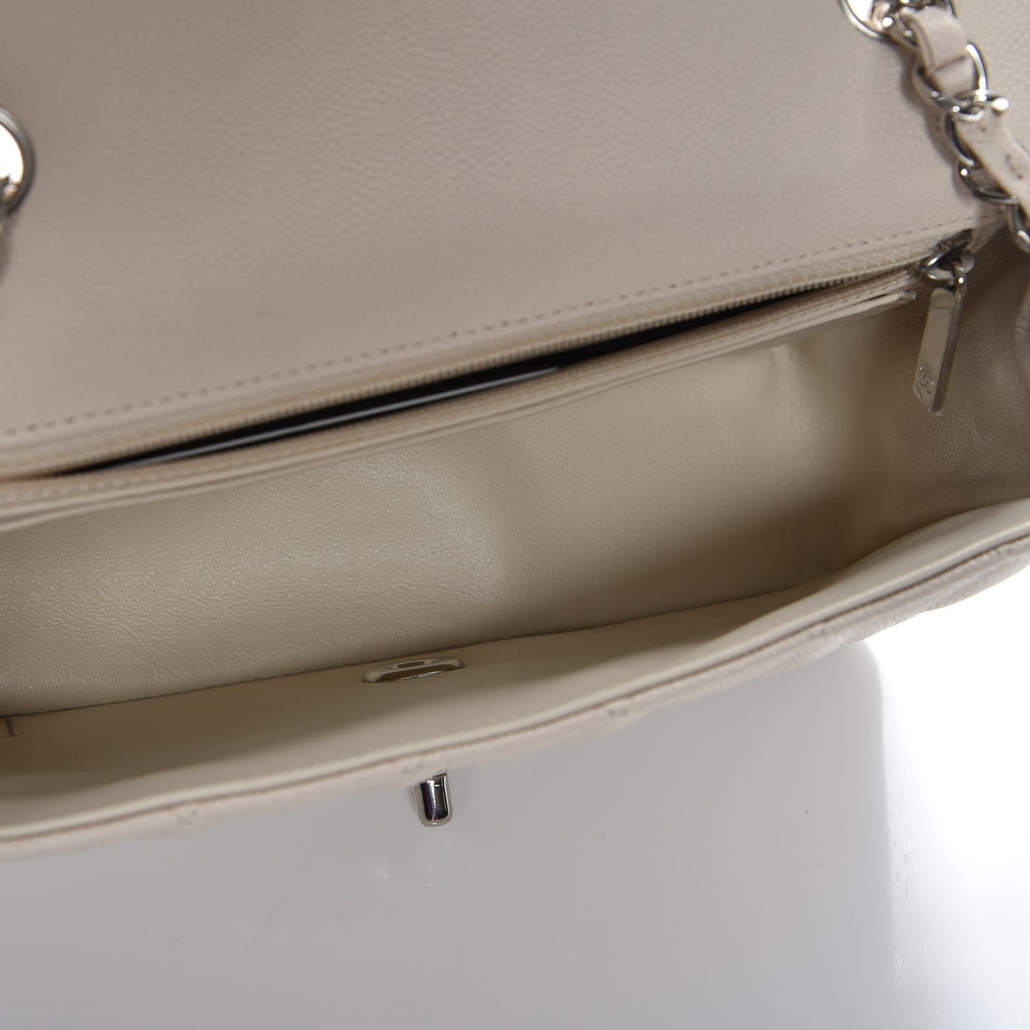 Caviar Quilted Mini Rectangular Flap Light Beige