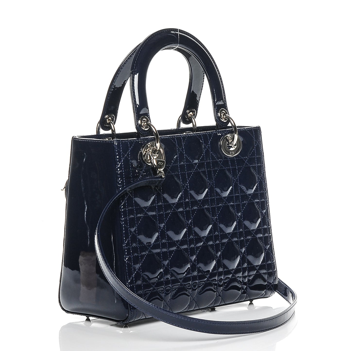 Patent Cannage Medium Lady Dior Saphir