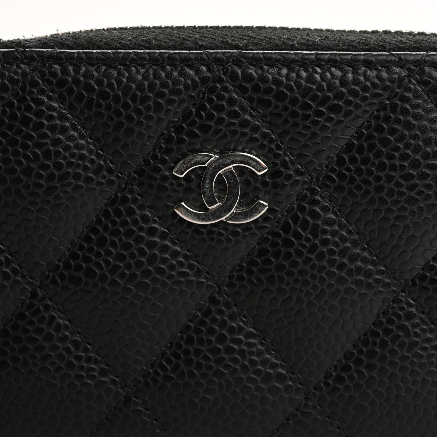 Caviar Quilted Zip Coin Purse Black