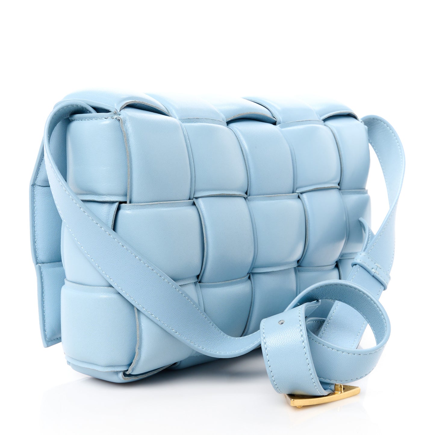 Nappa Maxi Intreccio Padded Cassette Crossbody Bag Ice