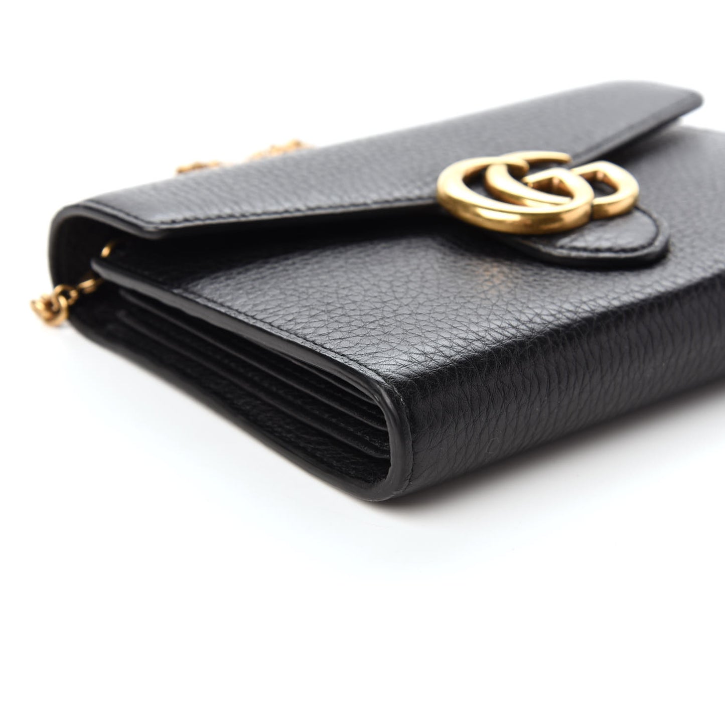 Calfskin GG Marmont Chain Wallet Black