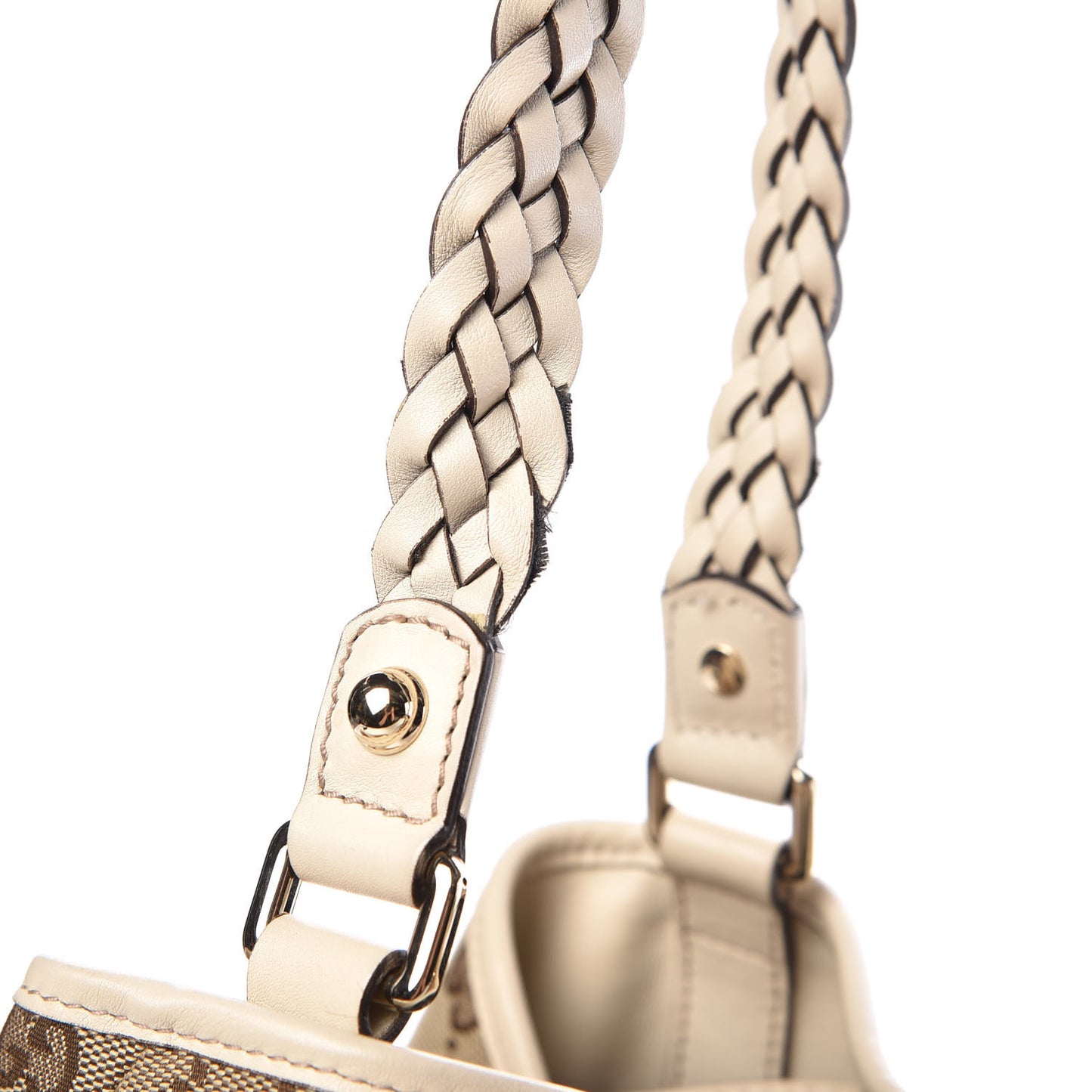 Monogram Peggy Braided Tote Off White