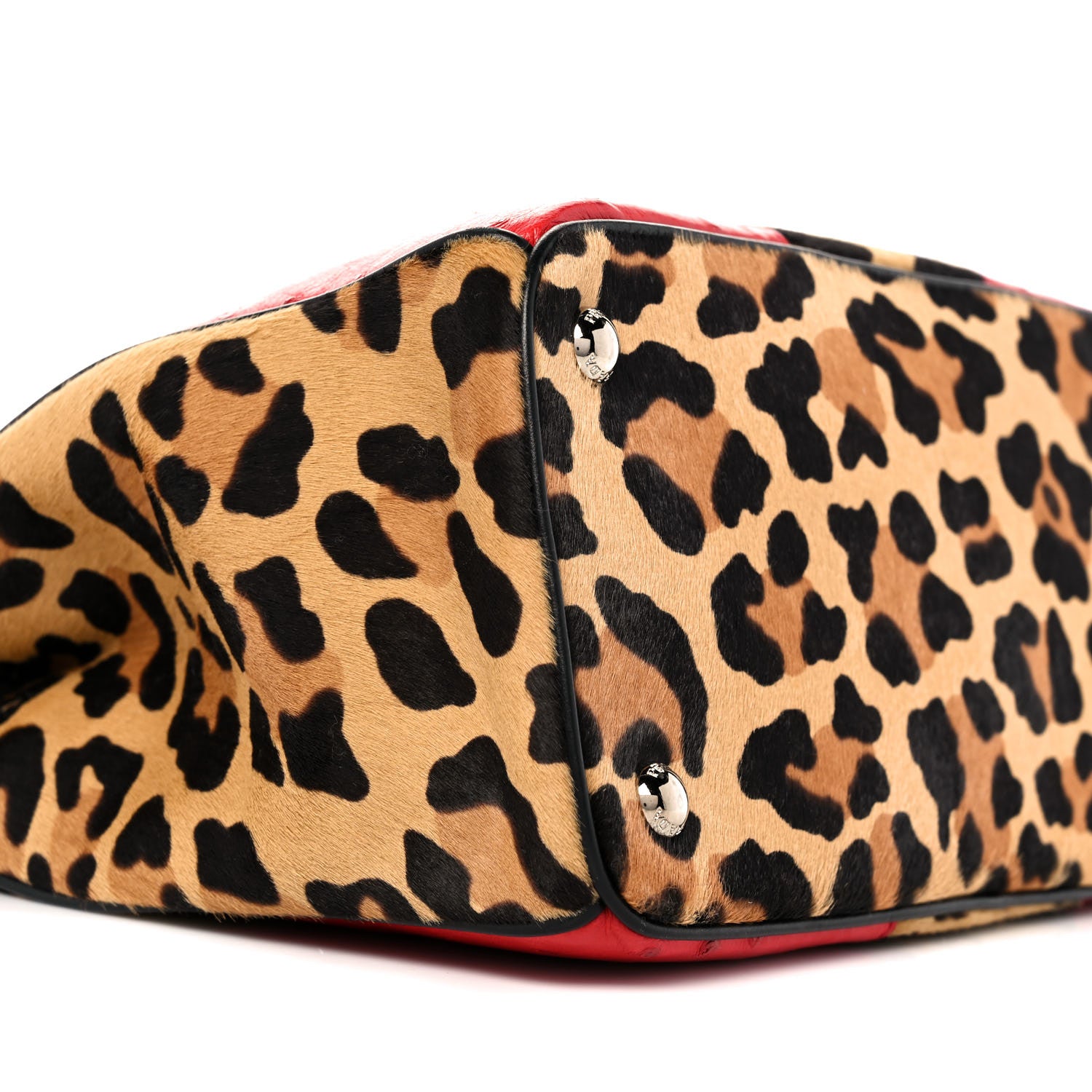 Prada Ostrich Cavallino Leopard Print Small Galleria Double Zip Tote Miele Rosso 8 of 9