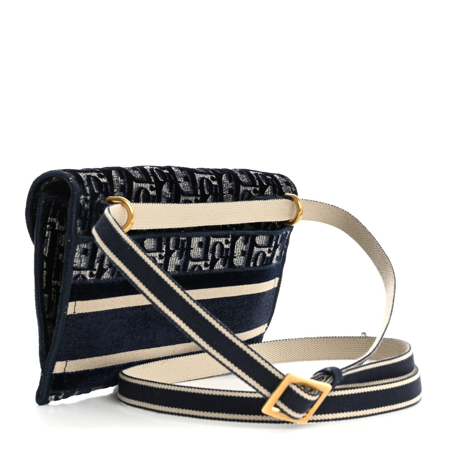 Velvet Oblique Saddle Belt Bag Blue