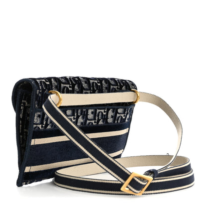 Christian Dior Velvet Oblique Saddle Belt Bag Blue 3 of 14