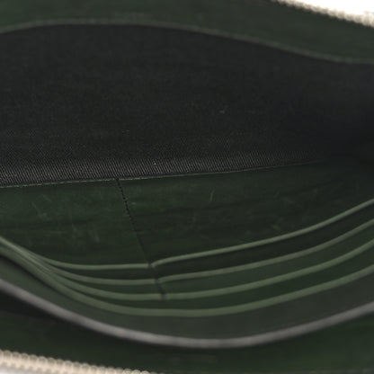 Salvatore Ferragamo Calfskin Gancini Embossed Wristlet Clutch Dark Green 5 of 13