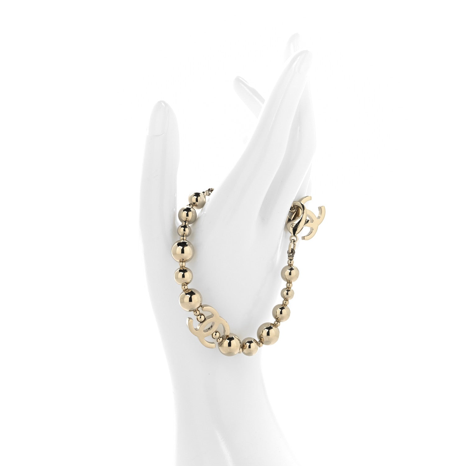 Chanel Metal Beaded CC Bracelet Gold 2 of 5
