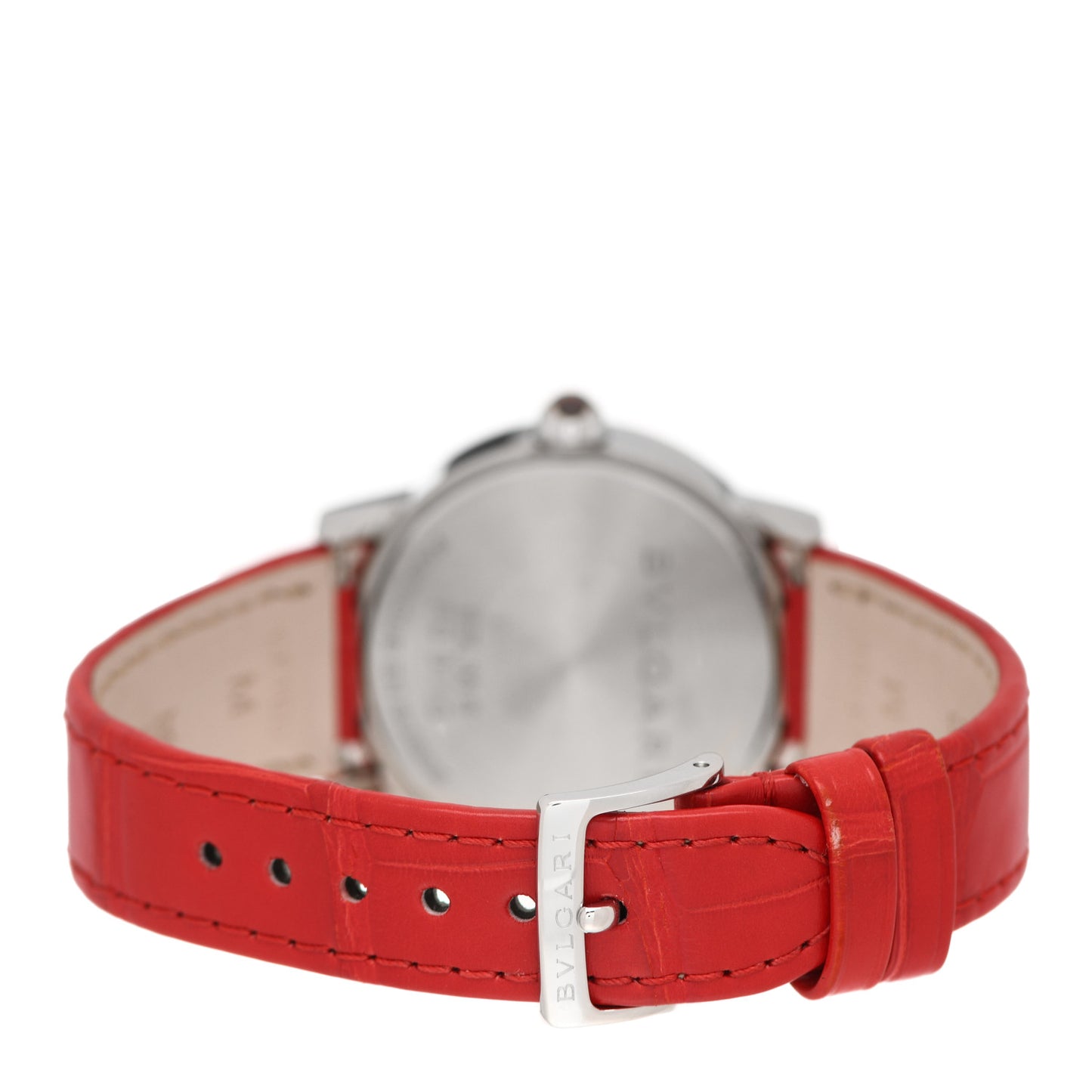 BVLGARI Stainless Steel Alligator Diamond Bezel Mother of Pearl 33mm Lucea Automatic Watch