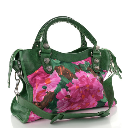 Balenciaga Chevre Satin Giant City Green Floral 5 of 15