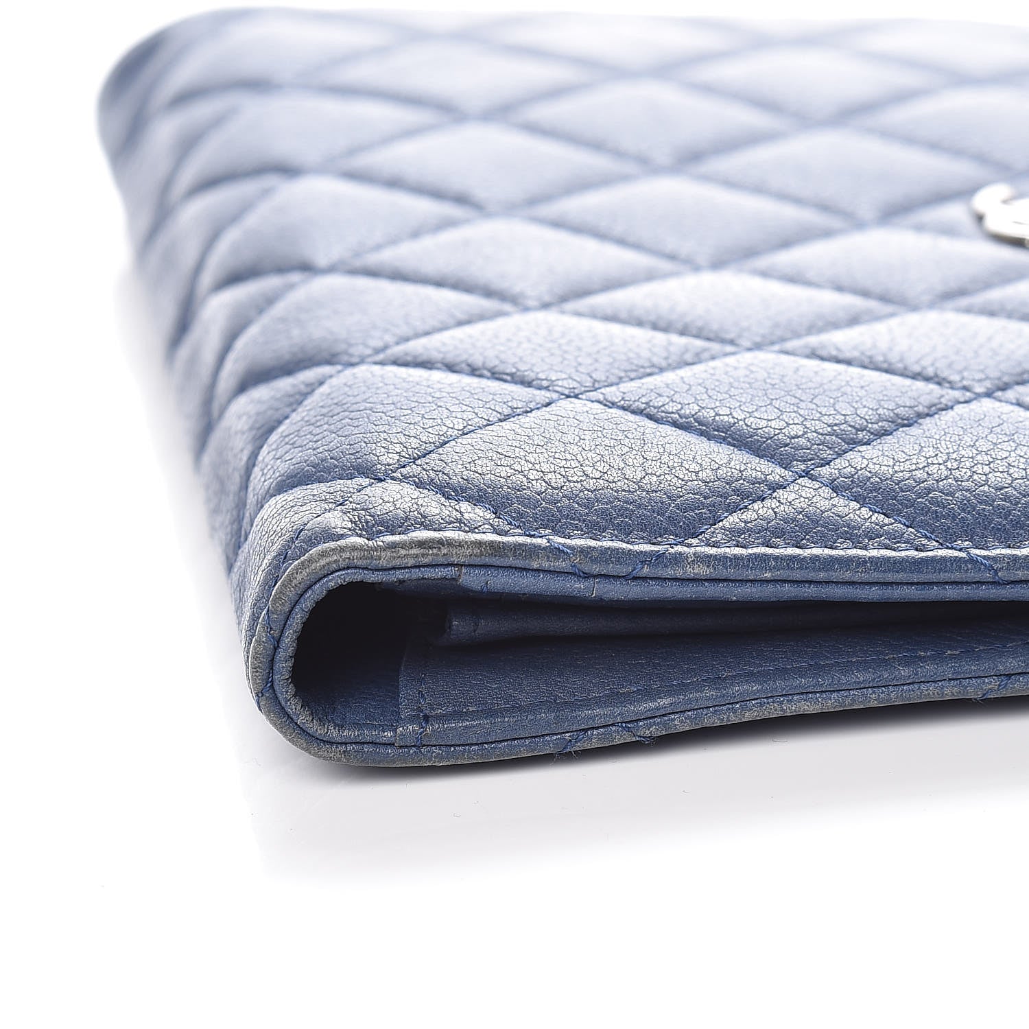 Chanel Caviar Quilted Yen Wallet Blue 5 of 10