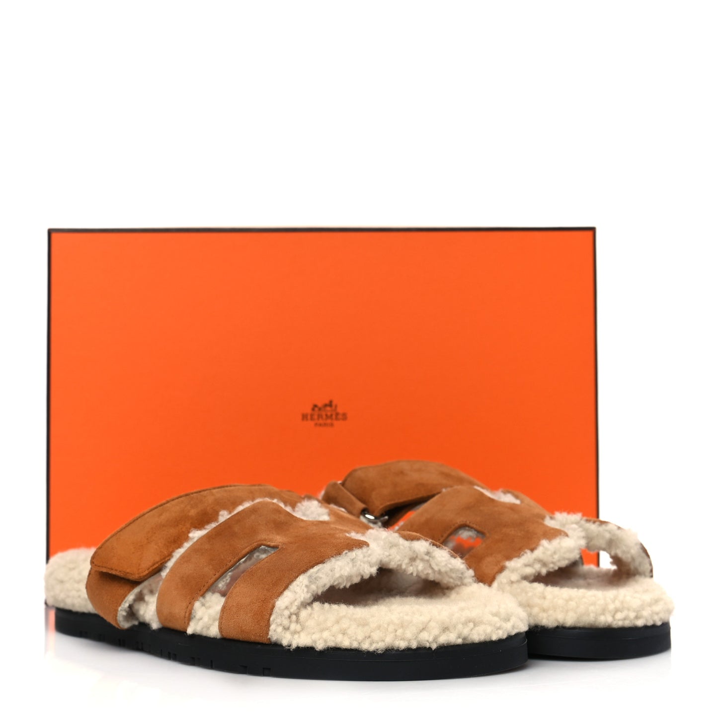 Suede Goatskin Woolskin Womens Chypre Sandals 38 Brun Fume Ecru