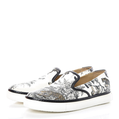 Hermes Cotton Canvas Printed Equateur Kick Slip On Sneakers 37.5 White 3 of 12