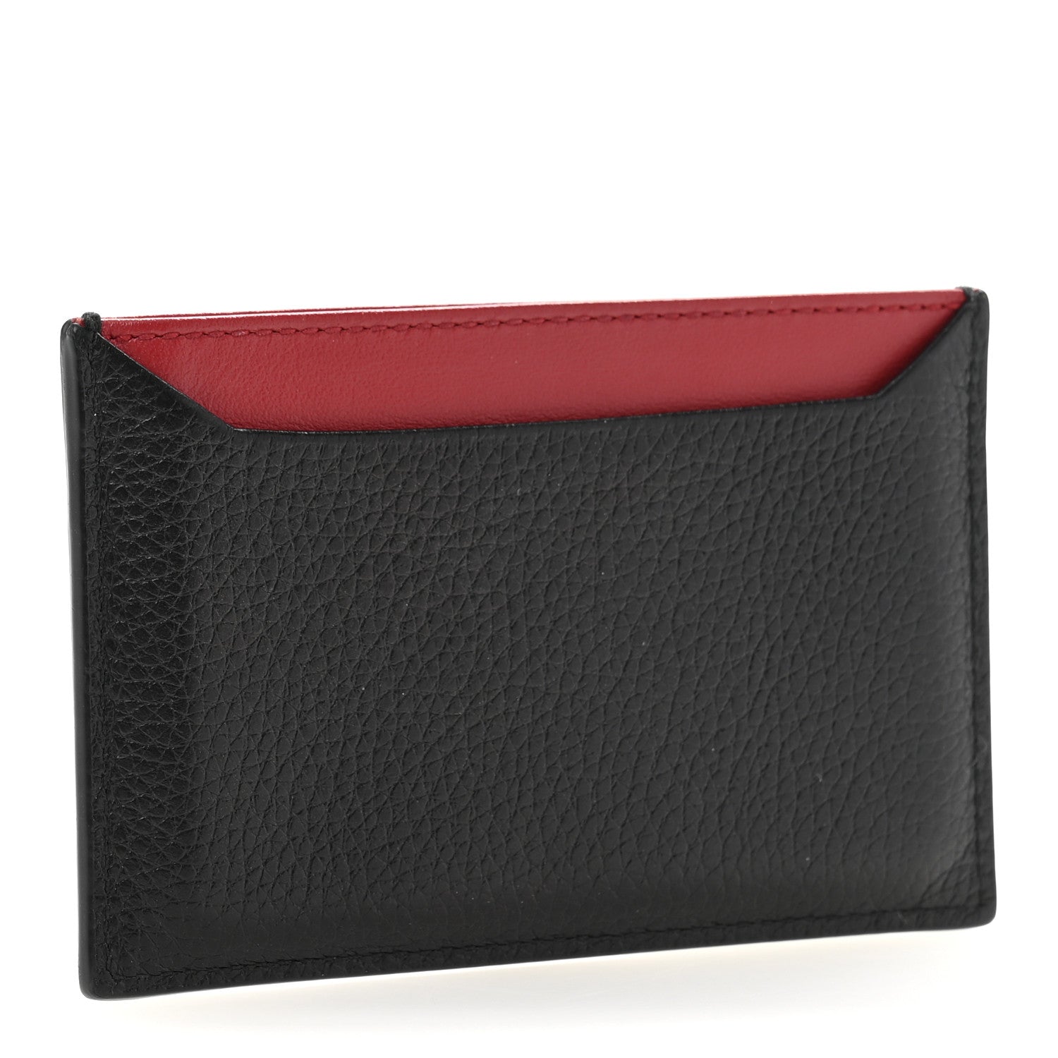 Prada Vitello Grain Metal Card Holder Black Fuoco 3 of 9
