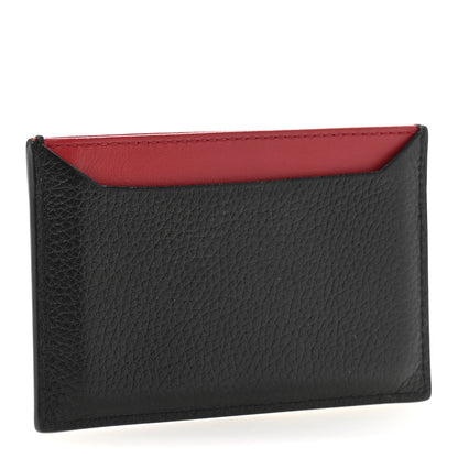 Prada Vitello Grain Metal Card Holder Black Fuoco 3 of 9