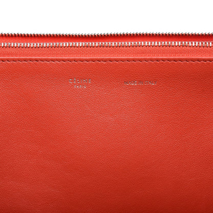 Celine Drummed Calfskin Suede Double Zip Trapeze Vermillion 6 of 7