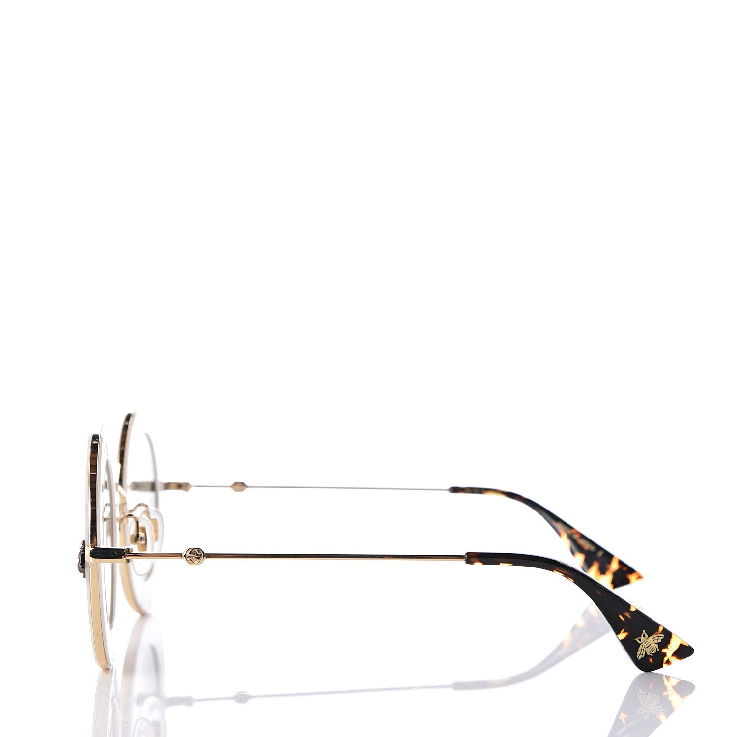 Gucci Metal L'Aveugle Par Amour Round Frame Sunglasses GG0113S White 3 of 8