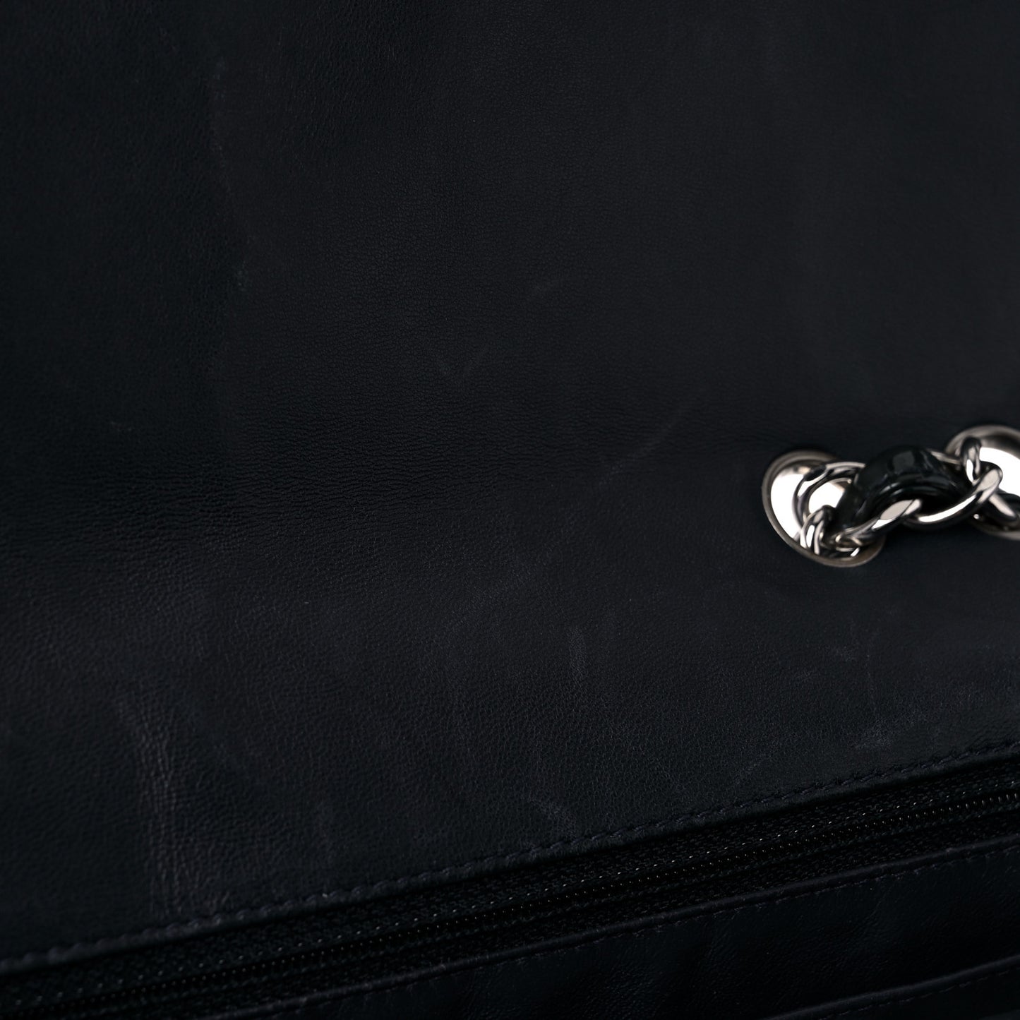 Patent Quilted Jumbo Single Flap Navy