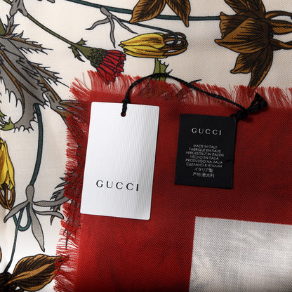 Gucci Silk Flora Gothic Square Scarf Ivory Red 3 of 4