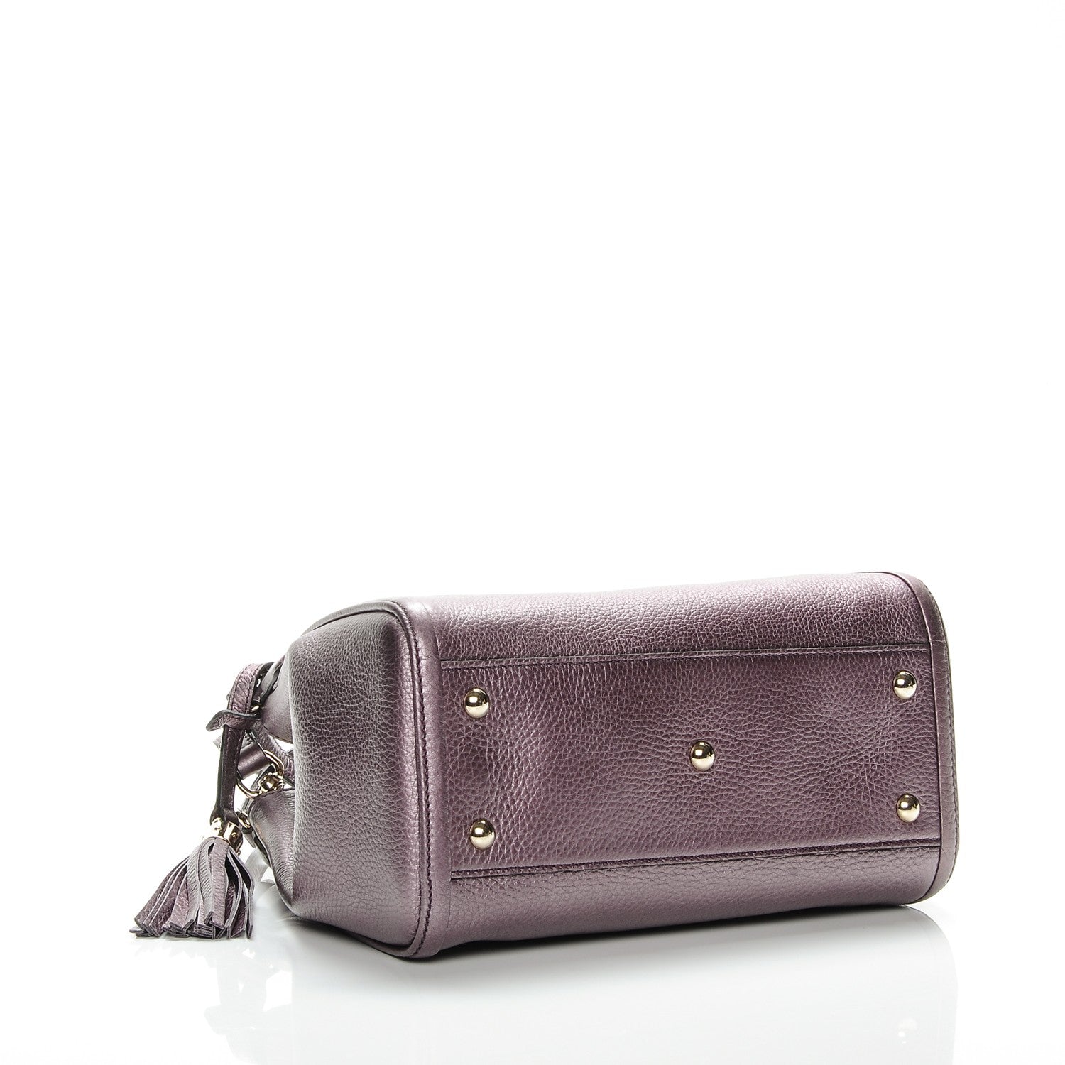 Gucci Metallic Pebbled Calfskin Small Soho Shoulder Bag Purple 4 of 21