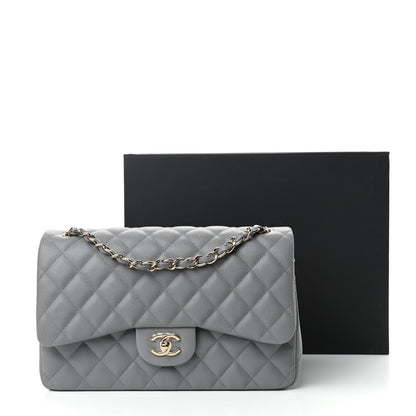 Chanel Caviar Quilted Jumbo Double Flap Grey 11 of 11