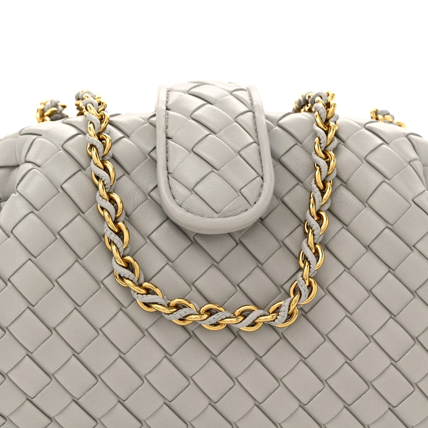 Nappa Intrecciato Small The Lauren 1980 Clutch With Chain Sterling