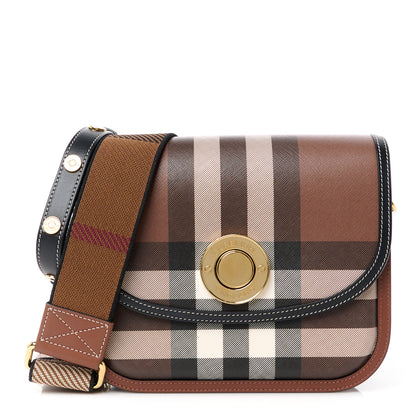 Burberry Calfskin Check Small Elizabeth Bag Brown 1 of 10
