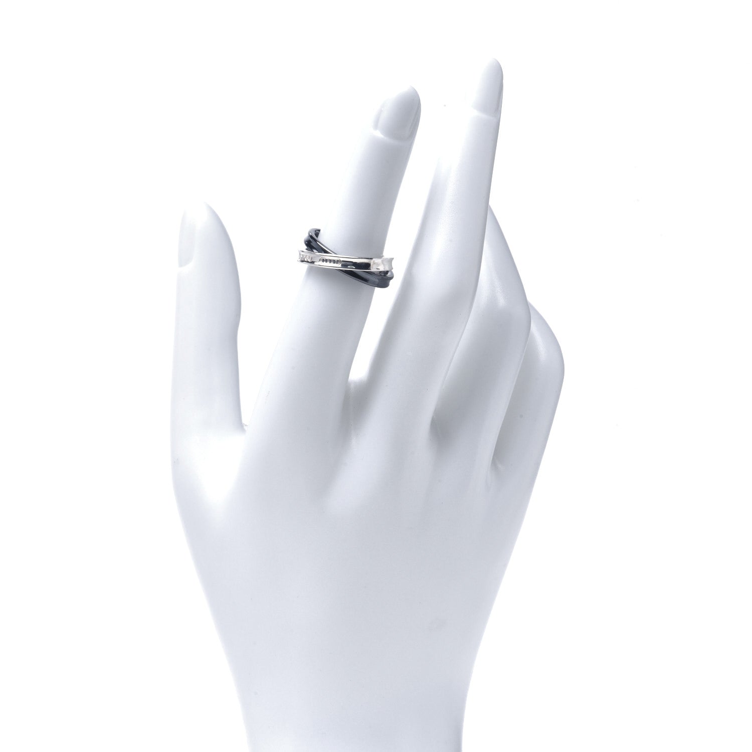 Tiffany Sterling Silver Titanium 1837 Interlocking Ring 49 5 2 of 6