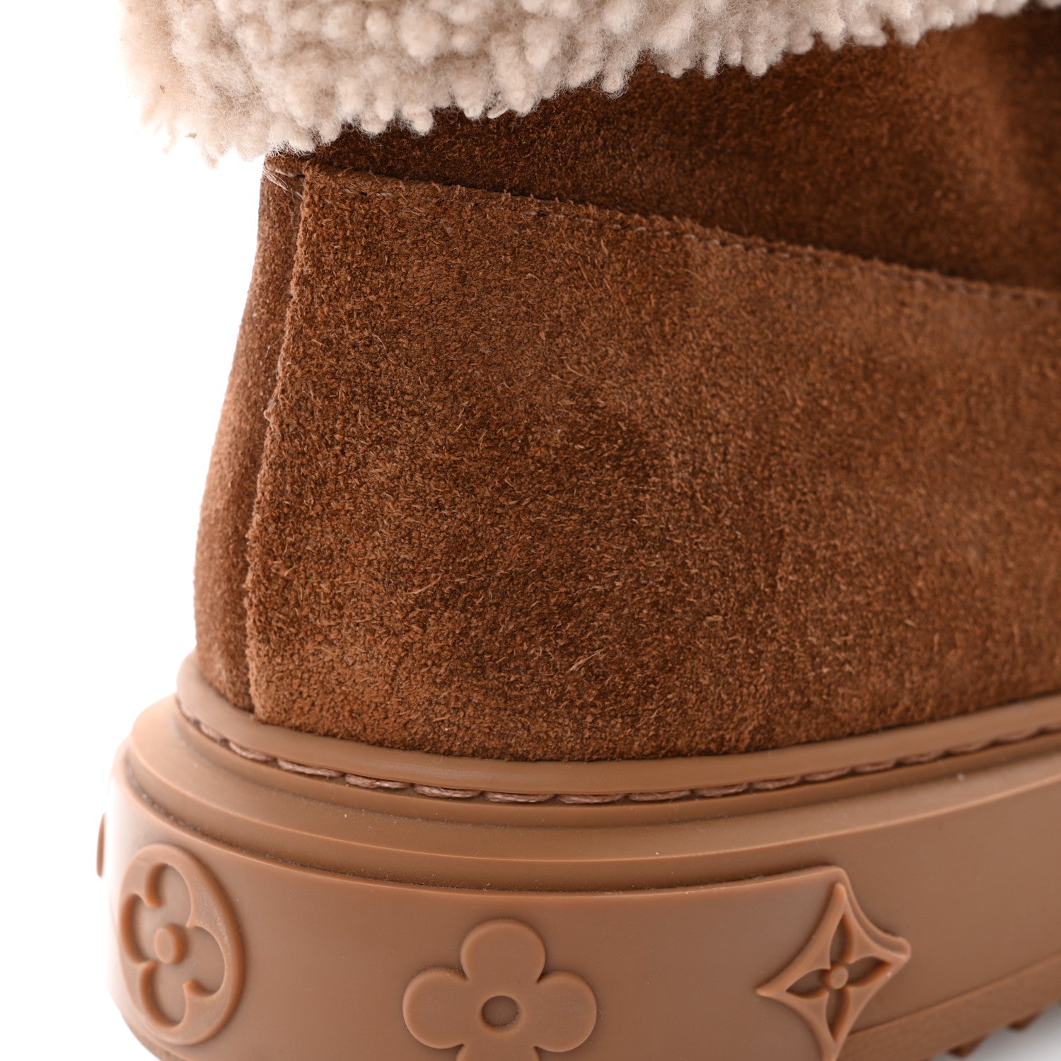 Louis Vuitton Suede Calfskin Shearling Snowdrop Flat Ankle Boot 37 Cognac 11 of 12