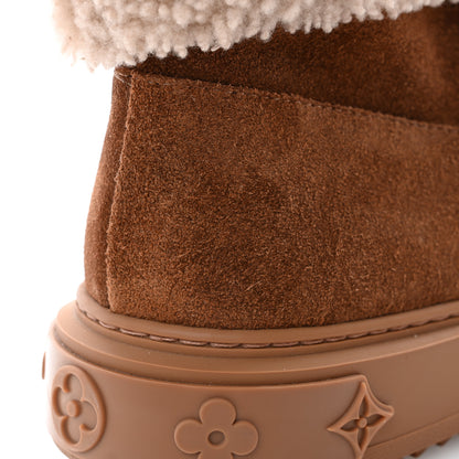 Louis Vuitton Suede Calfskin Shearling Snowdrop Flat Ankle Boot 37 Cognac 11 of 12