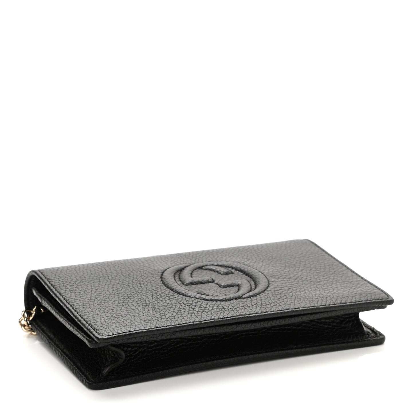 Pebbled Calfskin Soho Wallet on Chain Black