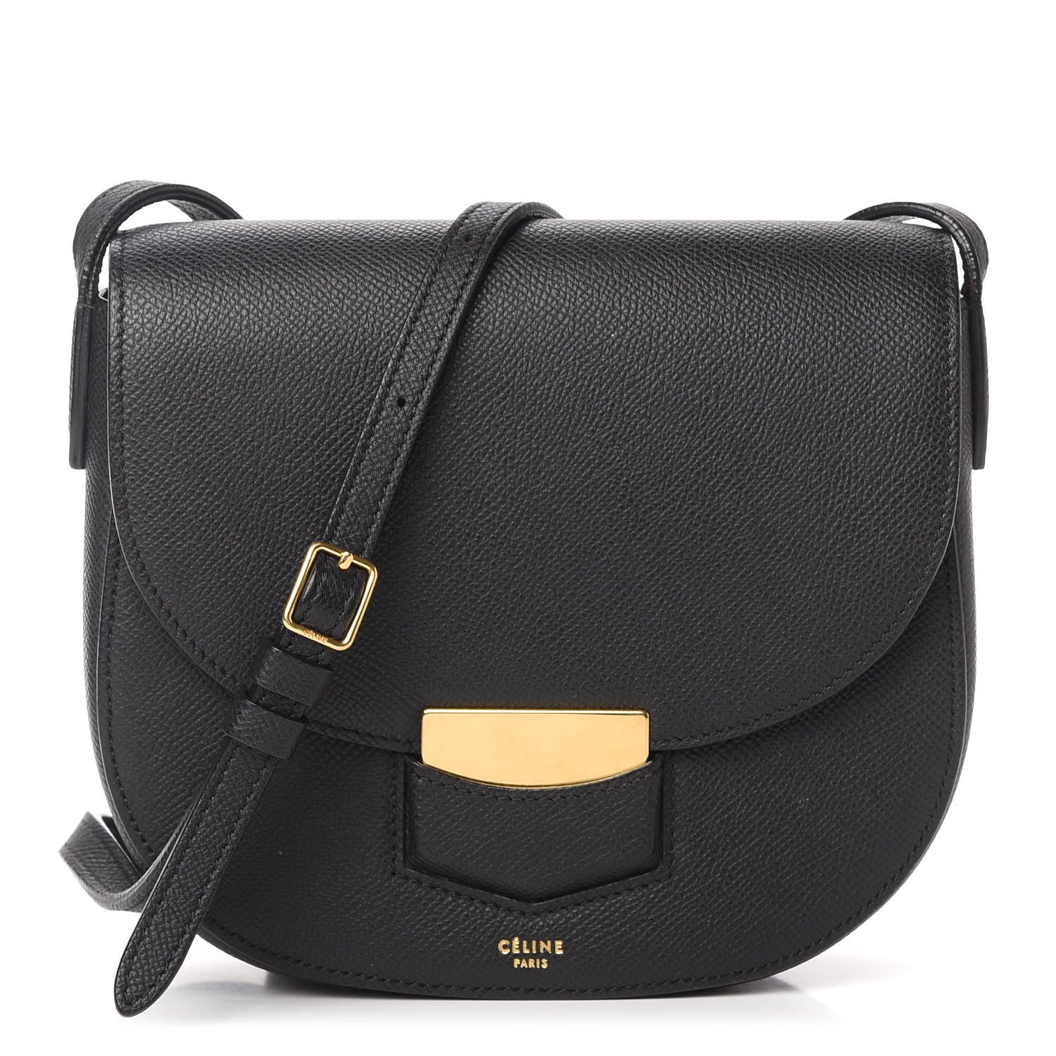 Celine Grained Calfskin Small Trotteur Black 1 of 11