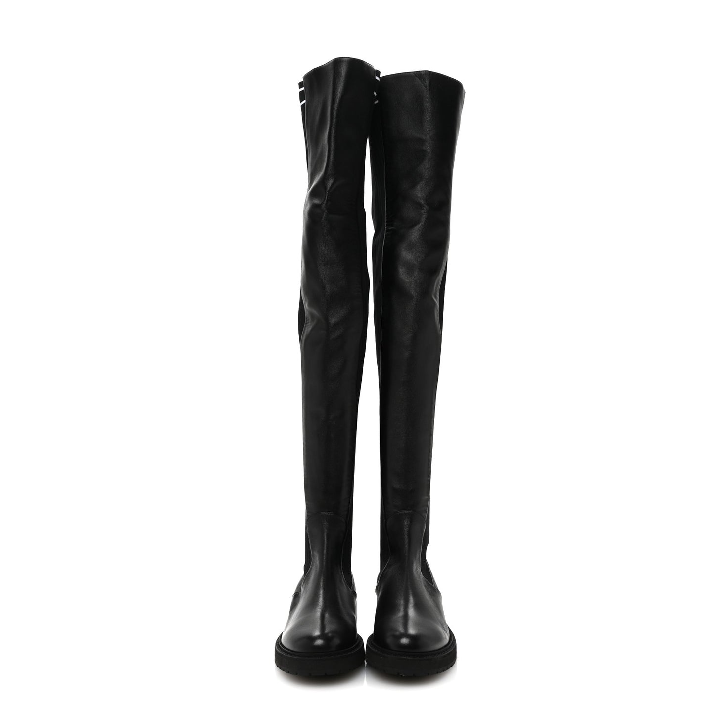 Nappa Stretch Fabric Logo Rockoko Thigh High Boots 37.5 Black White