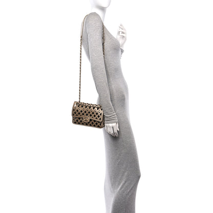 Chanel Metallic Lambskin Small Sea Through Flap Gold Black 2 of 18