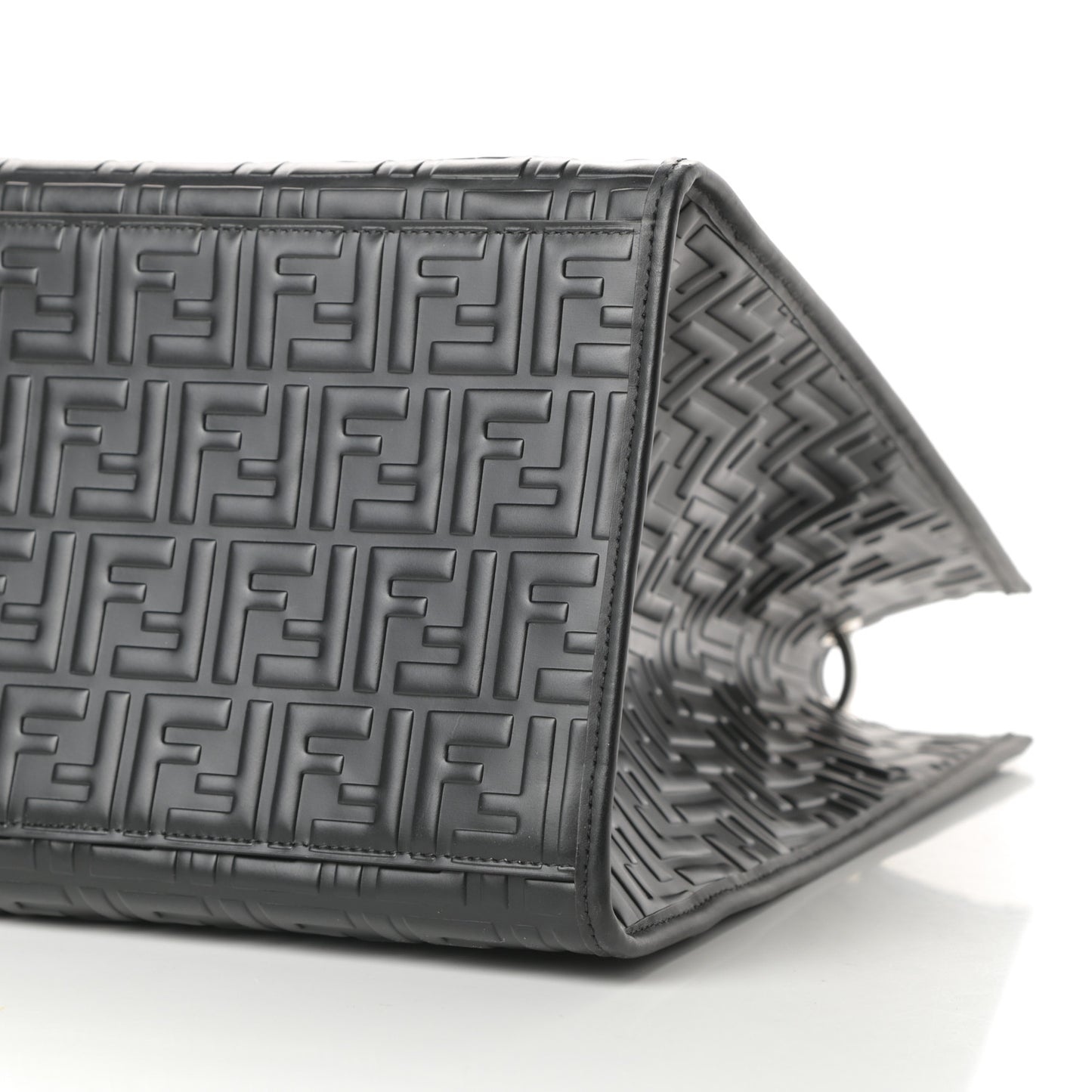 Vitello Century Wicker FF 1974 Embossed Large Runaway Shopper Tote Black