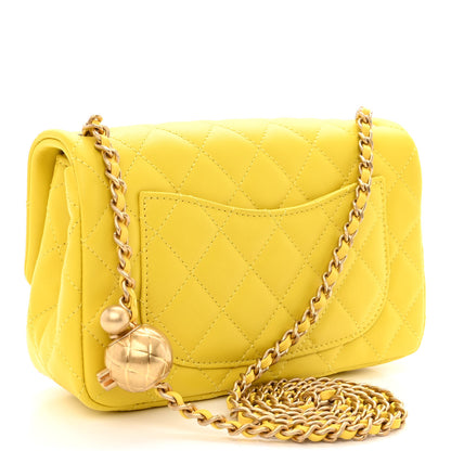 Chanel Lambskin Quilted Mini Rectangular Pearl Crush Flap Yellow 3 of 12