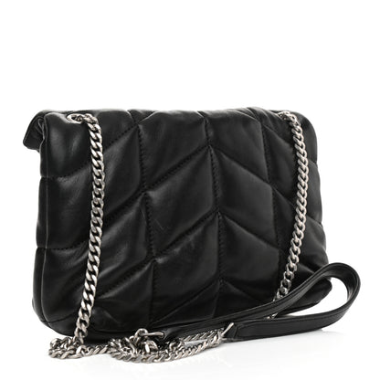 Saint Laurent Lambskin Quilted Toy Loulou Puffer Monogram Chain Satchel Black 3 of 13