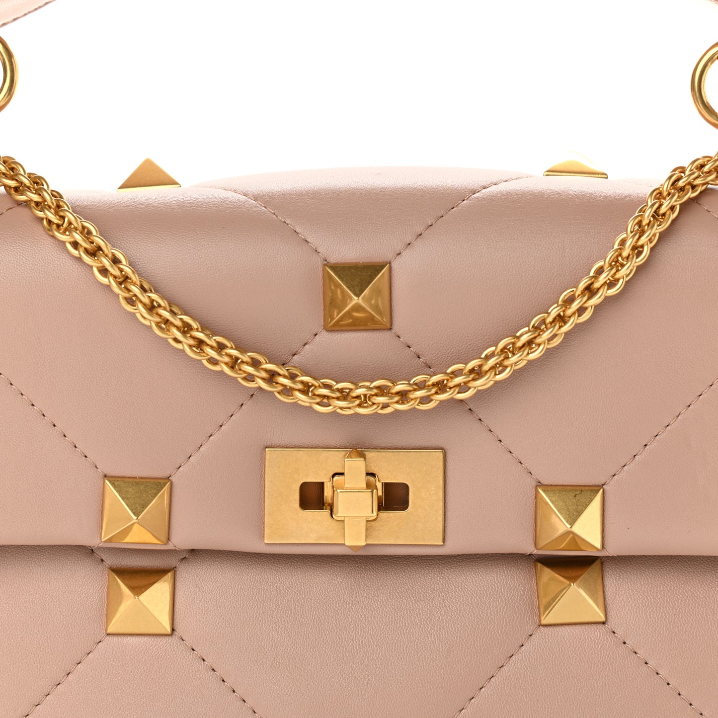 Nappa Large Roman Stud Shoulder Bag Rose Cannelle