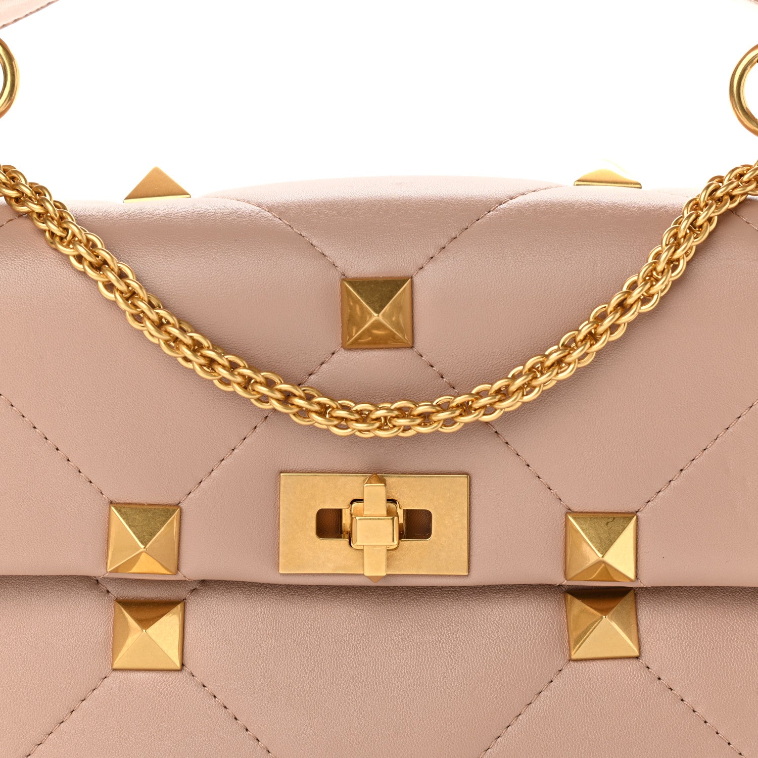 Valentino Garavani Nappa Large Roman Stud Shoulder Bag Rose Cannelle 7 of 9