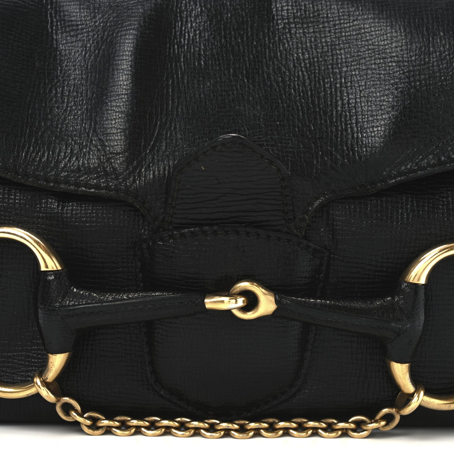 Calfskin Horsebit Flap Bag Black