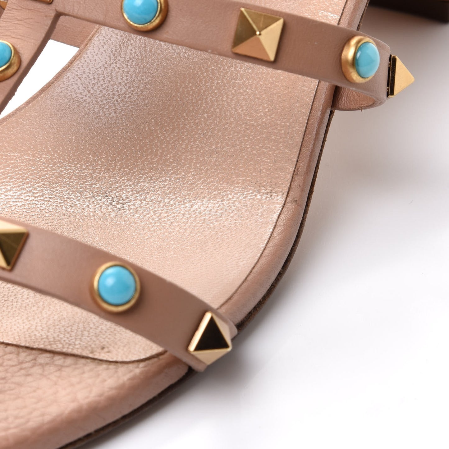 Calfskin Rockstud Rolling 60mm City Sandals 41 Soft Noisette