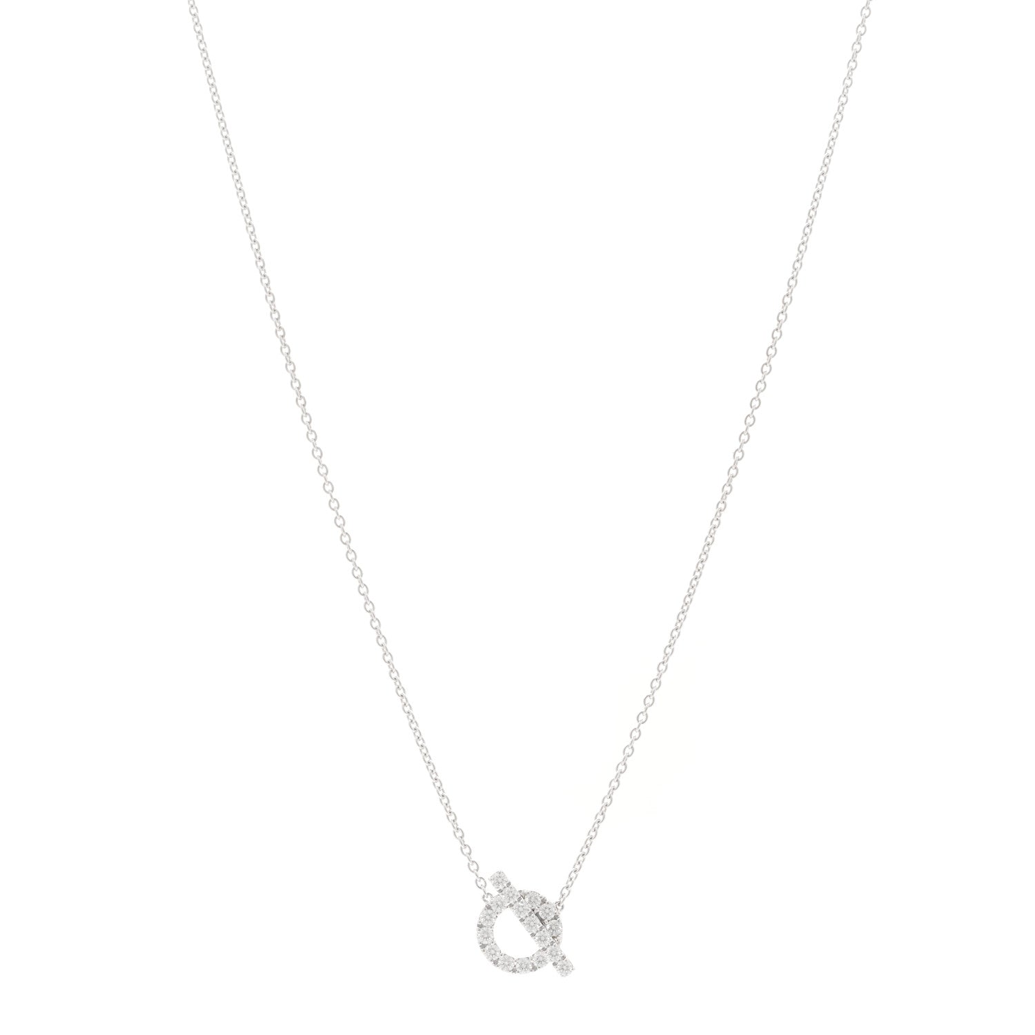 Hermes 18K White Gold Diamond Finesse Pendant Necklace 1 of 6