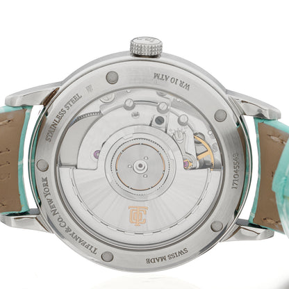 Tiffany Stainless Steel Alligator Diamond 34mm CT60 3-Hand Automatic Watch White 4 of 4