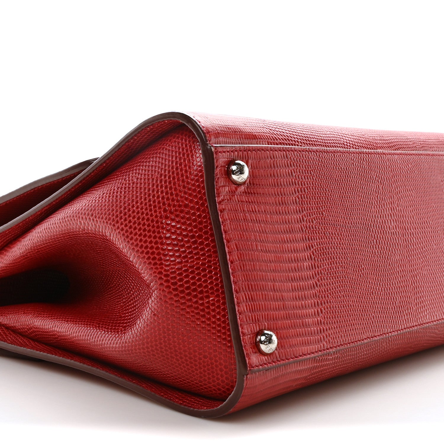 Dolce & Gabbana Lizard Calfskin Embossed Medium Monica Top Handle Bag Rosso Scuro 5 of 11