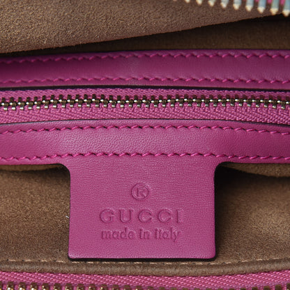 Gucci GG Supreme Monogram Medium Zippered Bucket Tote Beige Hibiscus Red New Rosette 6 of 12