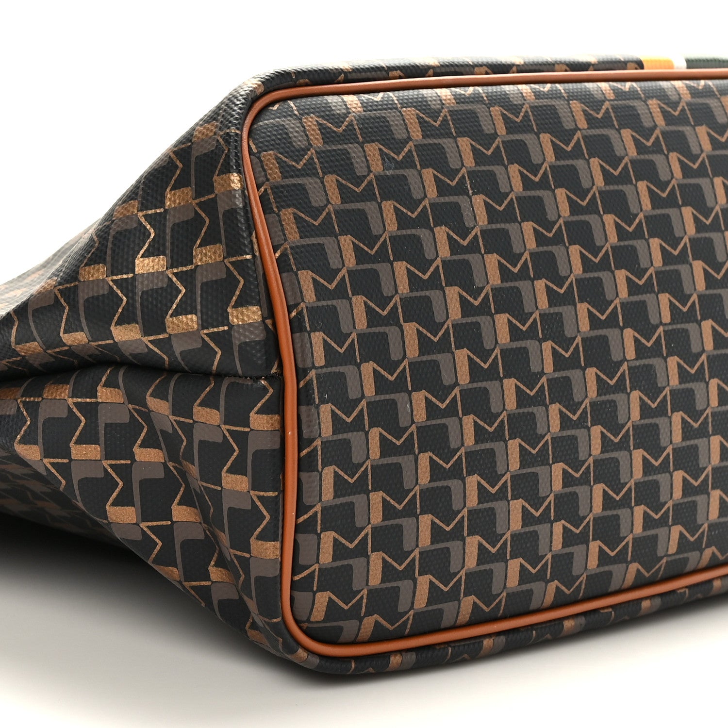 Moynat Grained Calfskin Canvas 1920 Oh! Tote Ruban MM Carbon Bronze Cognac 7 of 9