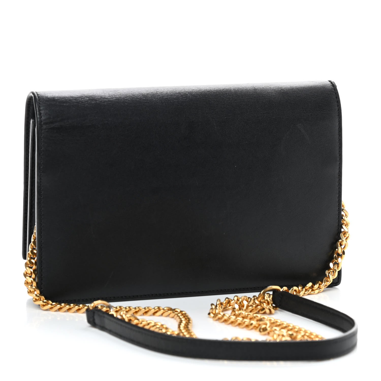 Saint Laurent Smooth Calfskin Classic Monogram Kate Tassel Chain Wallet Black 3 of 9